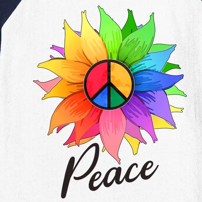 Cute Rainbow Peace Symbol Flower Baseball Sleeve Shirt