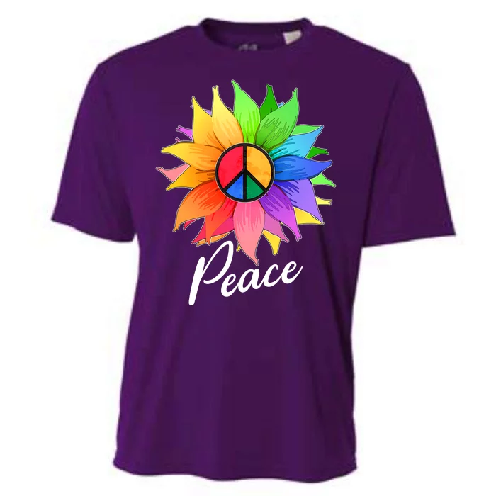 Cute Rainbow Peace Symbol Flower Cooling Performance Crew T-Shirt