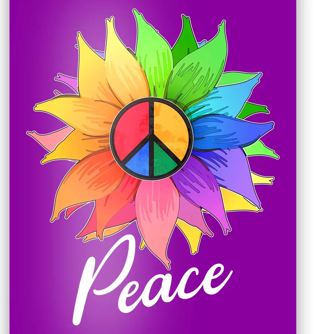 Cute Rainbow Peace Symbol Flower Poster