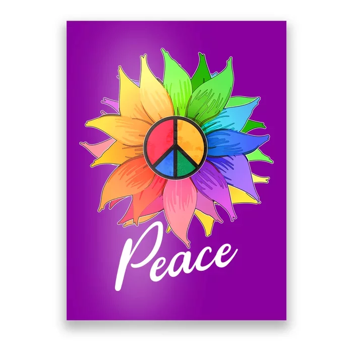 Cute Rainbow Peace Symbol Flower Poster