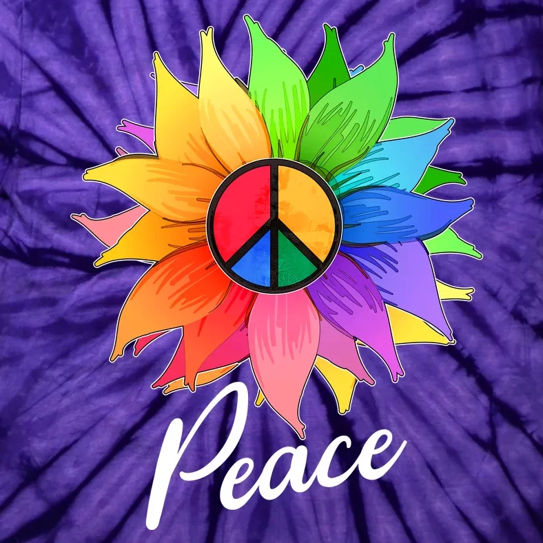 Cute Rainbow Peace Symbol Flower Tie-Dye T-Shirt