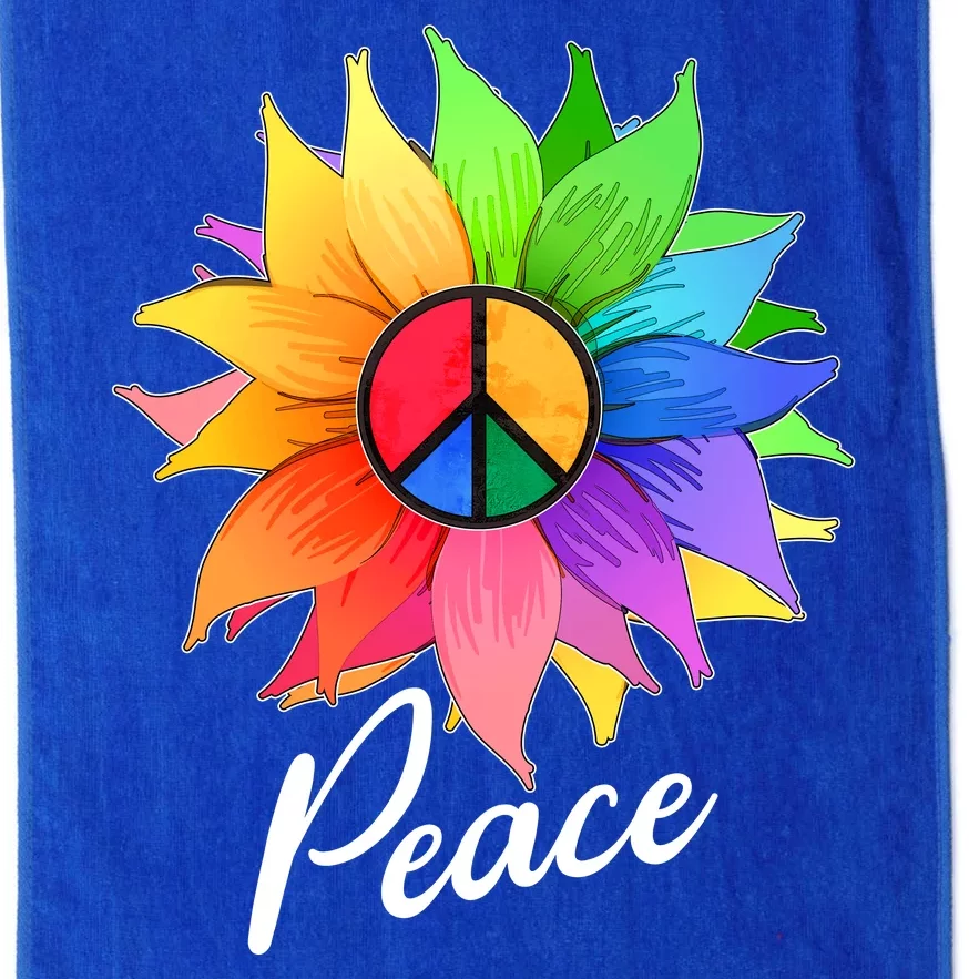 Cute Rainbow Peace Symbol Flower Platinum Collection Golf Towel