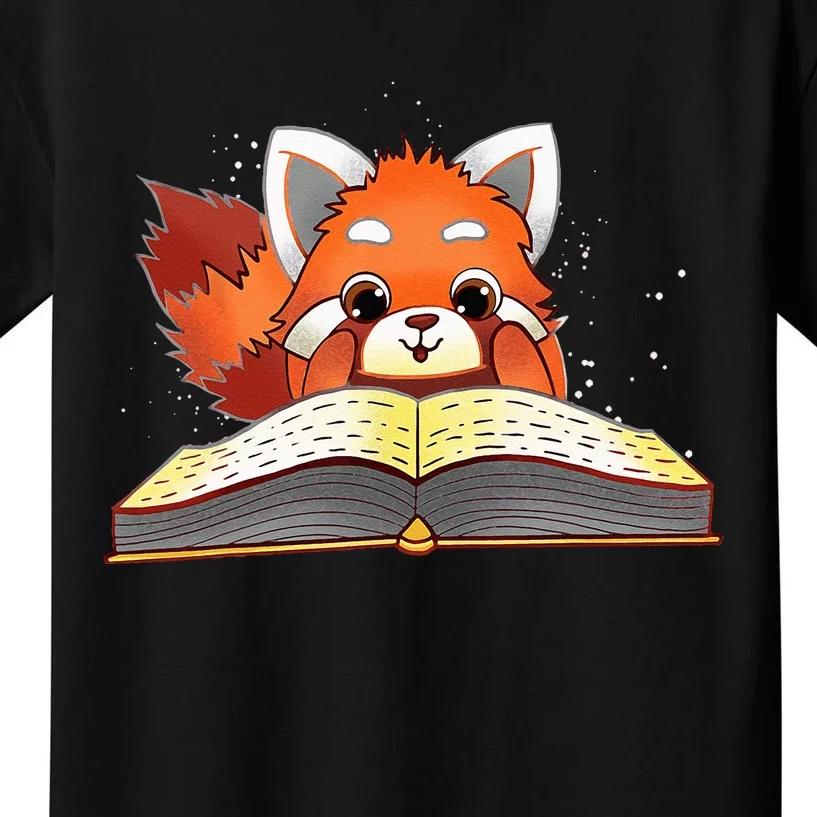 Cute Red Panda Reading A Book Lover Bookworm Love Kids T-Shirt