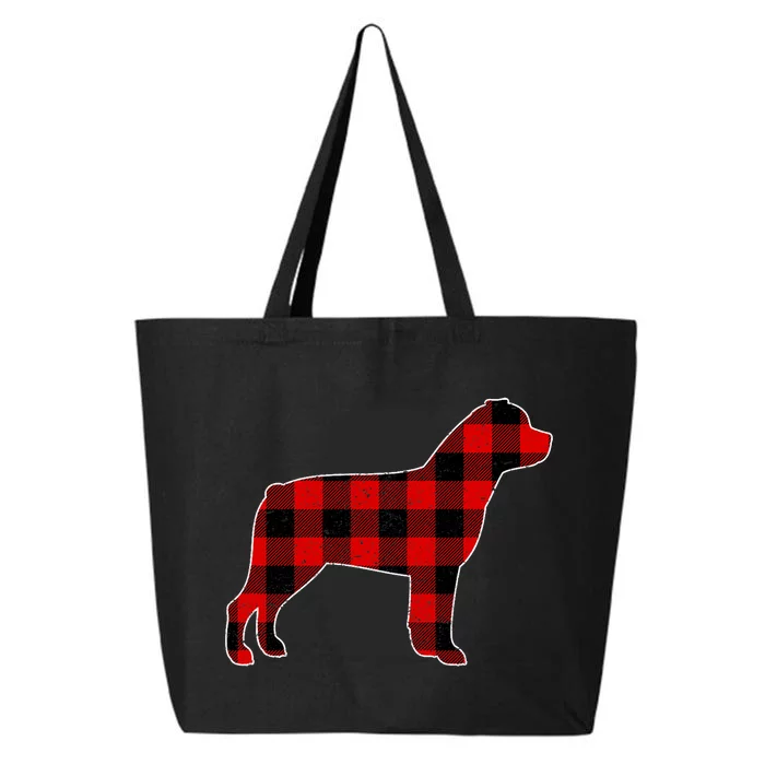 Christmas Rottweiler Pajama Pj Christmas Dog Buffalo Plaid 25L Jumbo Tote