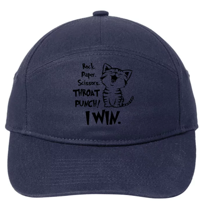 Cat Rock Paper Scissors Throat Punch I Win 7-Panel Snapback Hat