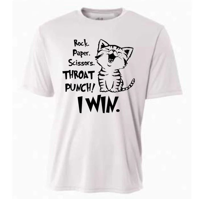 Cat Rock Paper Scissors Throat Punch I Win Cooling Performance Crew T-Shirt