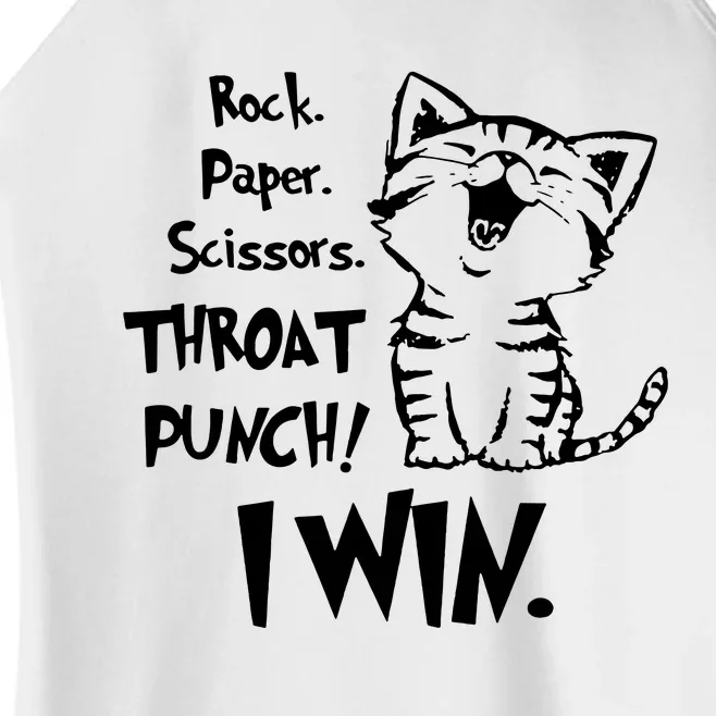 Cat Rock Paper Scissors Throat Punch I Win Women’s Perfect Tri Rocker Tank