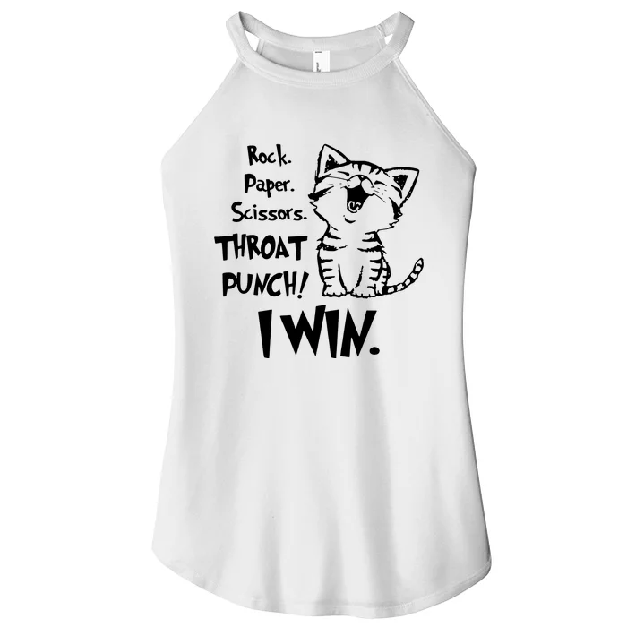 Cat Rock Paper Scissors Throat Punch I Win Women’s Perfect Tri Rocker Tank