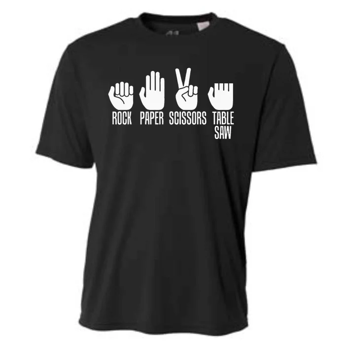 Carpenters Rock Paper Scissor Table Saw Carpentry Gift Cooling Performance Crew T-Shirt