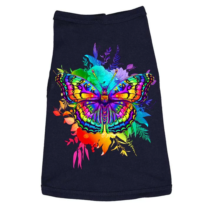 Colorful Rainbow Painted Butterfly Flowers Doggie Tank