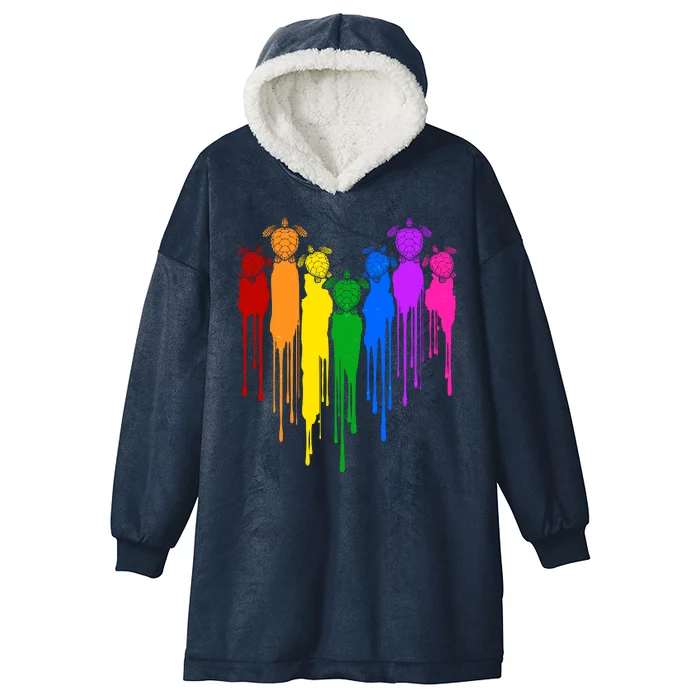 Cute Rainbow Painted Turtles Heart Hooded Wearable Blanket