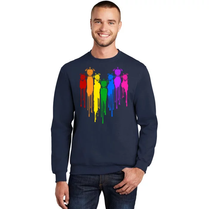 Cute Rainbow Painted Turtles Heart Tall Sweatshirt