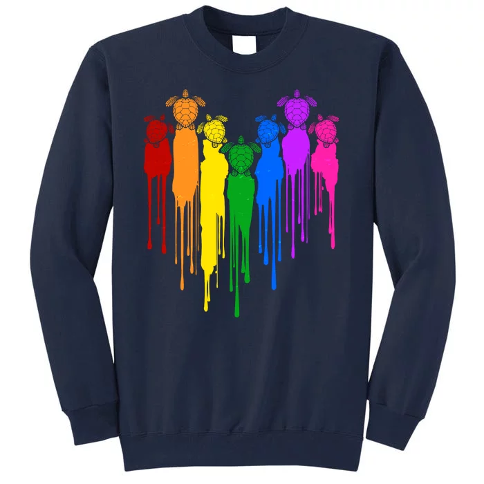 Cute Rainbow Painted Turtles Heart Tall Sweatshirt