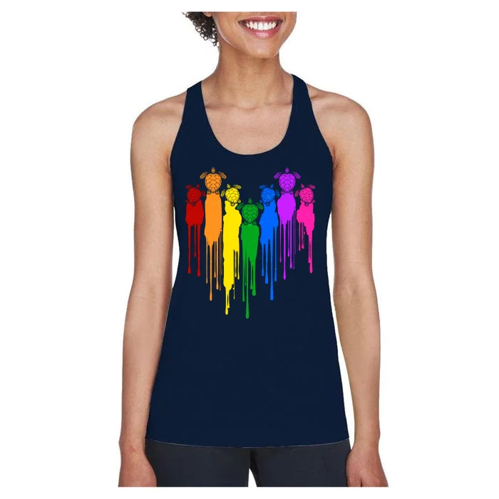 Cute Rainbow Painted Turtles Heart Women's Racerback Tank