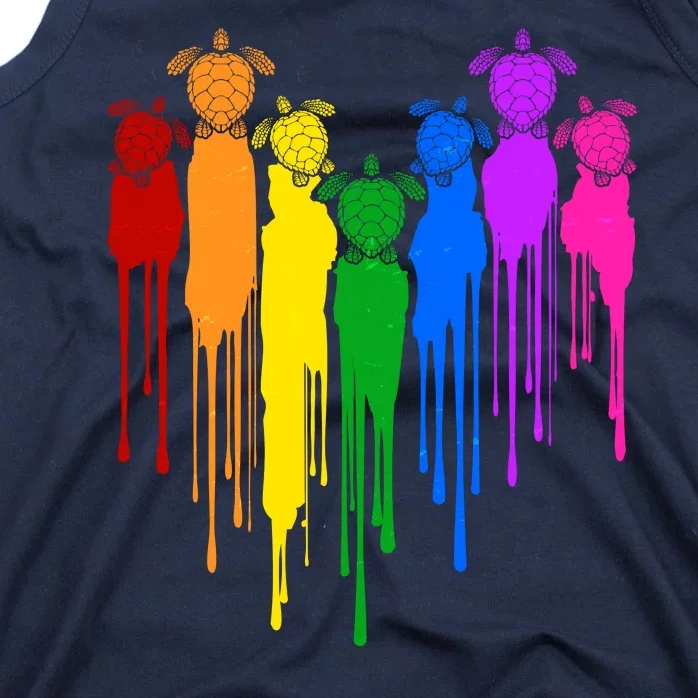 Cute Rainbow Painted Turtles Heart Tank Top