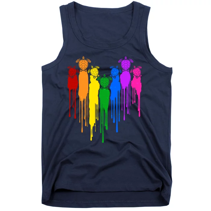 Cute Rainbow Painted Turtles Heart Tank Top