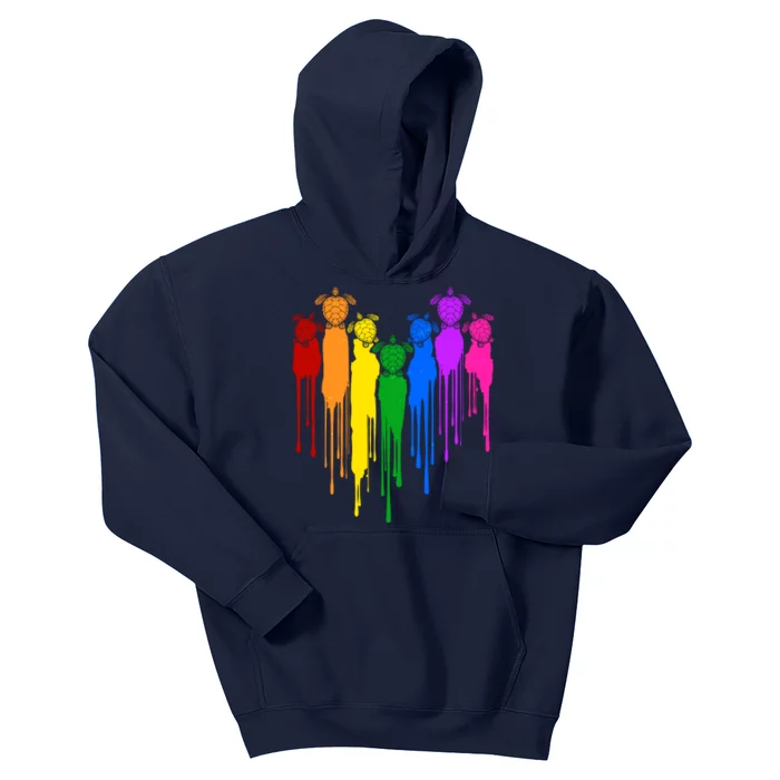 Cute Rainbow Painted Turtles Heart Kids Hoodie