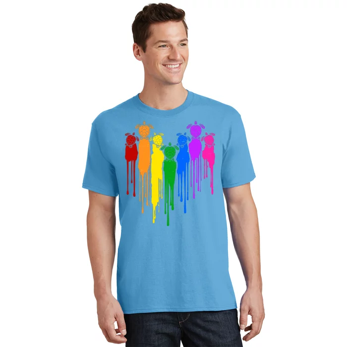 Cute Rainbow Painted Turtles Heart T-Shirt