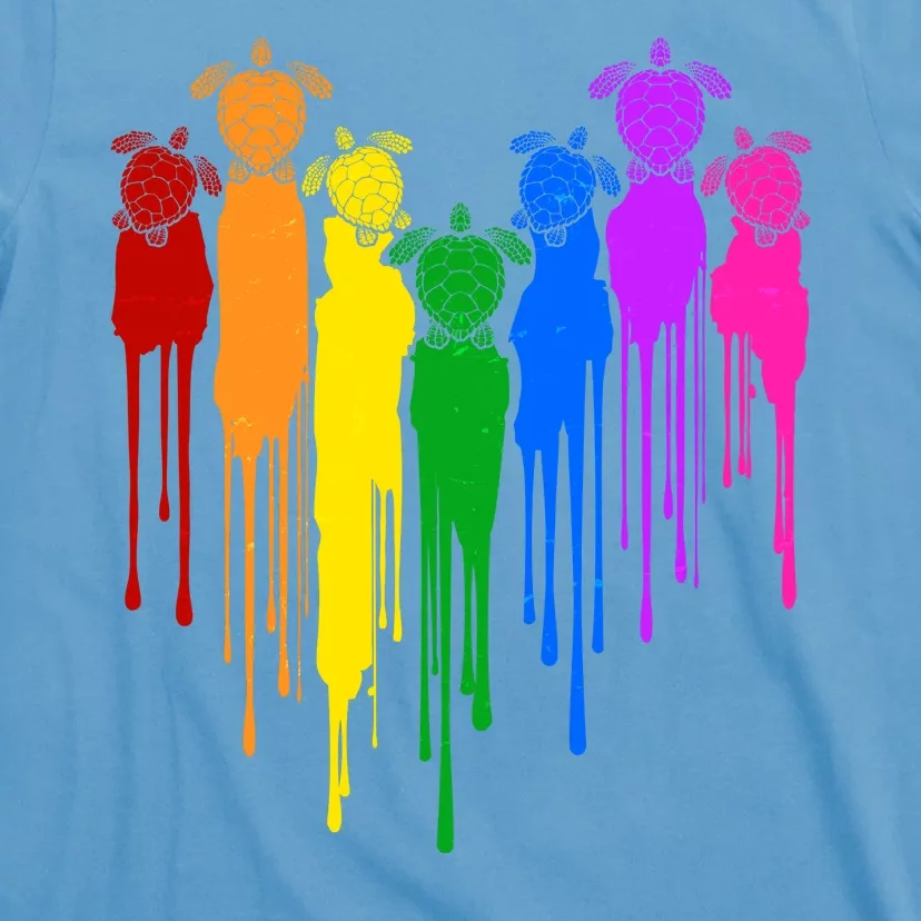 Cute Rainbow Painted Turtles Heart T-Shirt