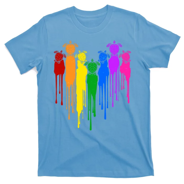 Cute Rainbow Painted Turtles Heart T-Shirt