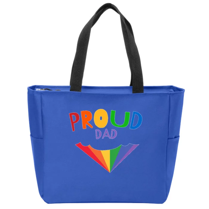 Colorful Rainbow Proud Dad Gift Zip Tote Bag