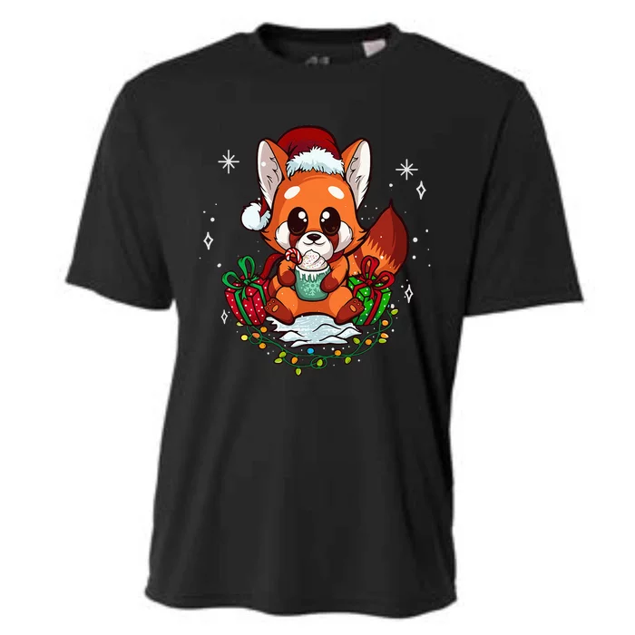 Cute Red Panda Christmas Gifts Kids Girls Xmas Pajamas Cooling Performance Crew T-Shirt