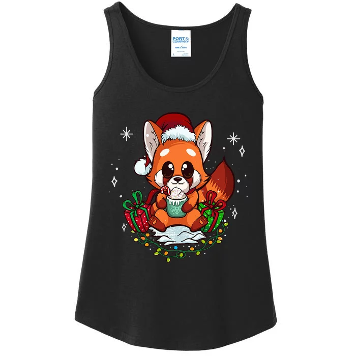 Cute Red Panda Christmas Gifts Kids Girls Xmas Pajamas Ladies Essential Tank