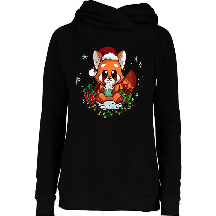 Cute Red Panda Christmas Gifts Kids Girls Xmas Pajamas Womens Funnel Neck Pullover Hood