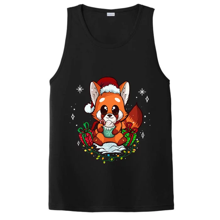 Cute Red Panda Christmas Gifts Kids Girls Xmas Pajamas Performance Tank