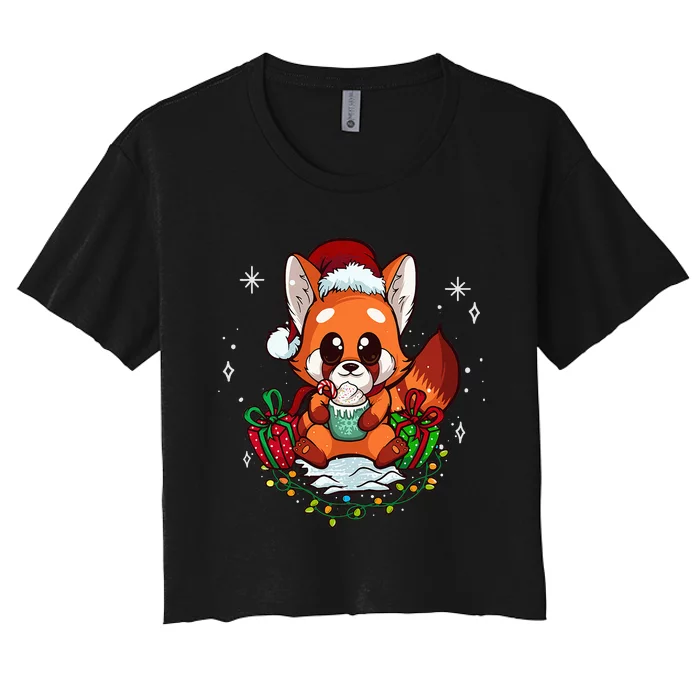 Cute Red Panda Christmas Gifts Kids Girls Xmas Pajamas Women's Crop Top Tee