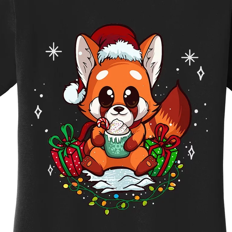 Cute Red Panda Christmas Gifts Kids Girls Xmas Pajamas Women's T-Shirt