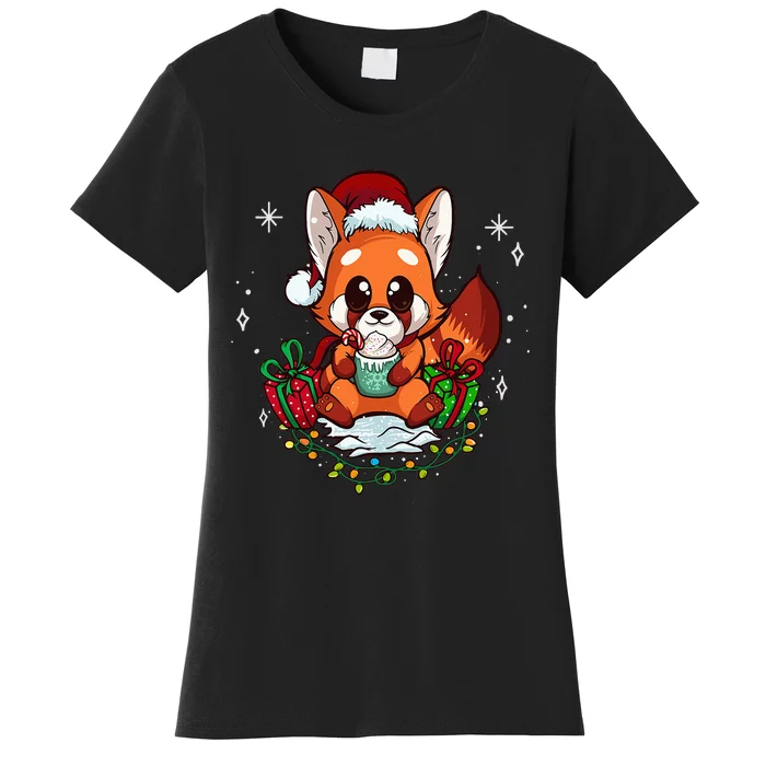 Cute Red Panda Christmas Gifts Kids Girls Xmas Pajamas Women's T-Shirt