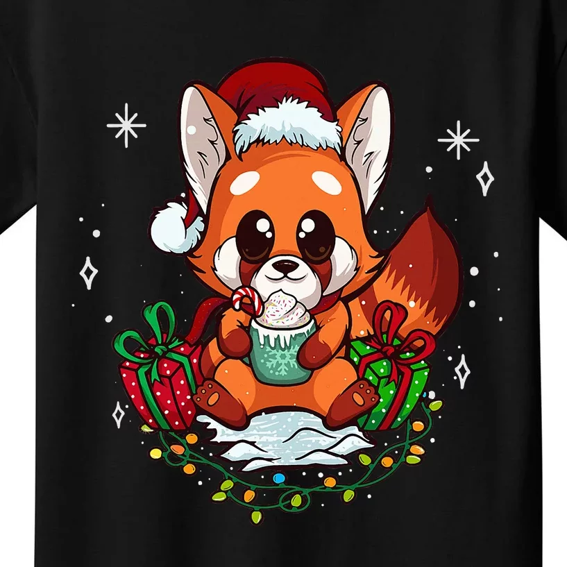 Cute Red Panda Christmas Gifts Kids Girls Xmas Pajamas Kids T-Shirt