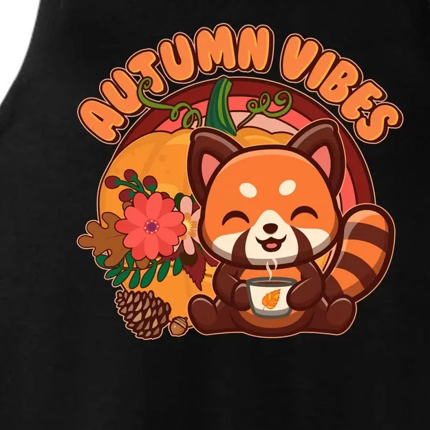 Cute Red Panda Autumn Vibes Ladies Tri-Blend Wicking Tank