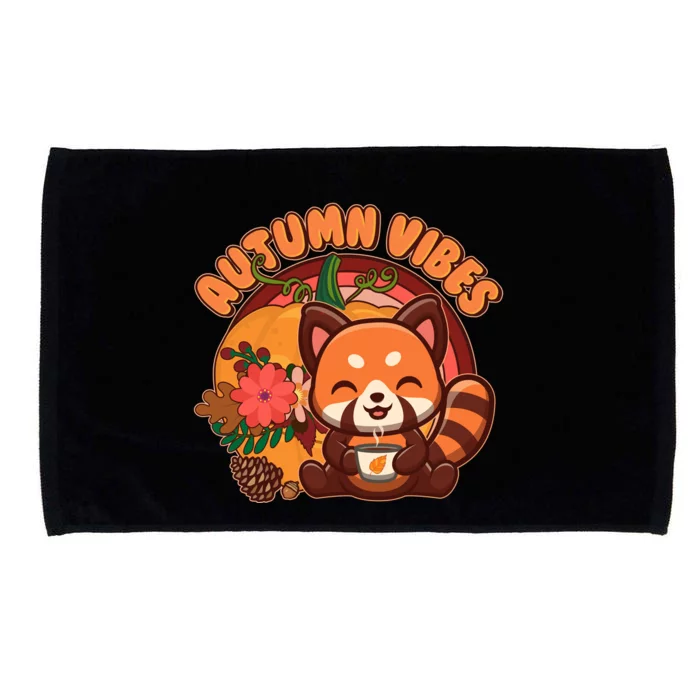 Cute Red Panda Autumn Vibes Microfiber Hand Towel