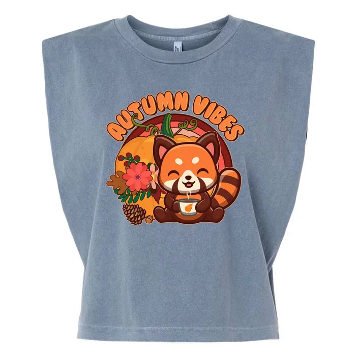 Cute Red Panda Autumn Vibes Garment-Dyed Women's Muscle Tee