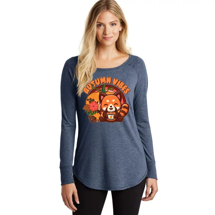 Cute Red Panda Autumn Vibes Women's Perfect Tri Tunic Long Sleeve Shirt