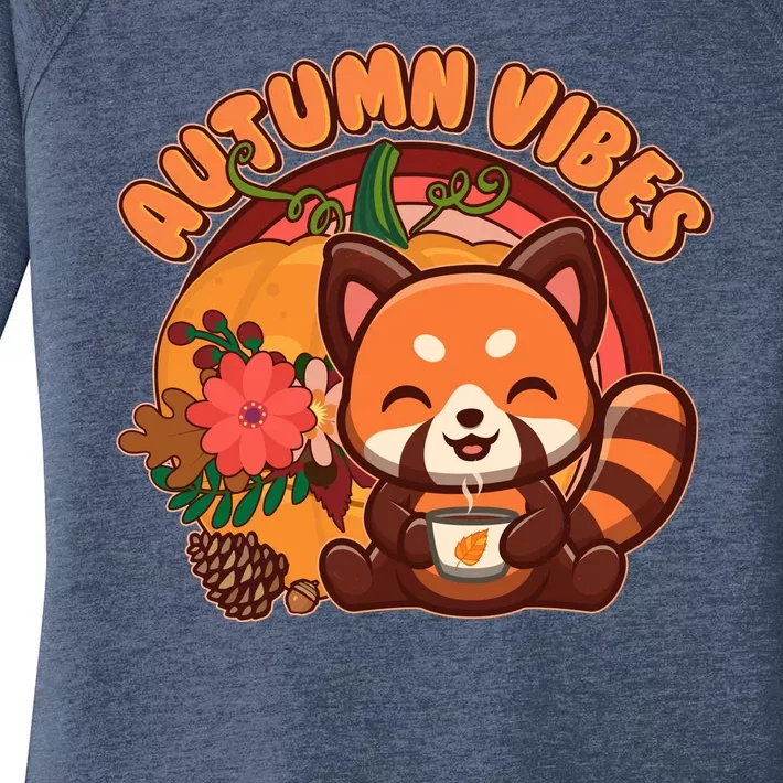 Cute Red Panda Autumn Vibes Women's Perfect Tri Tunic Long Sleeve Shirt