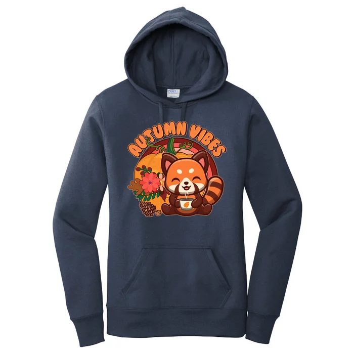 Cute Red Panda Autumn Vibes Women's Pullover Hoodie