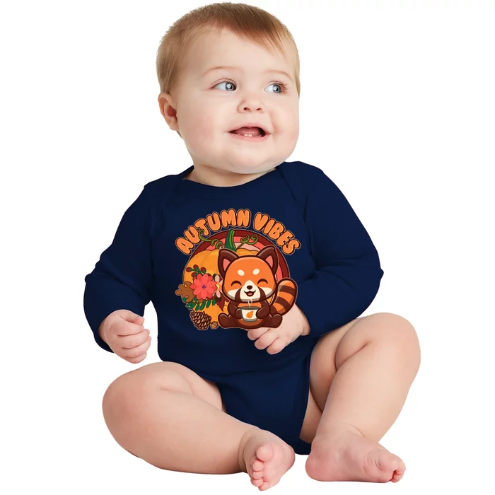 Cute Red Panda Autumn Vibes Baby Long Sleeve Bodysuit