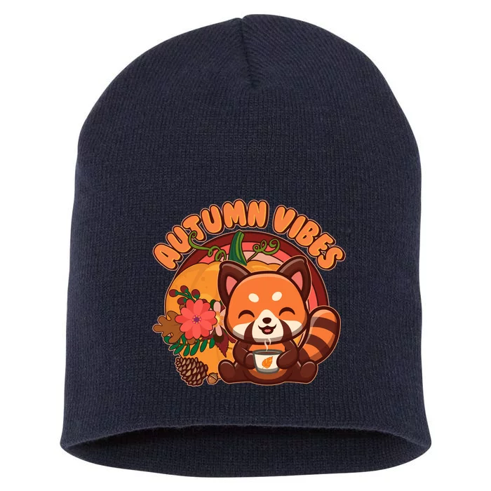 Cute Red Panda Autumn Vibes Short Acrylic Beanie