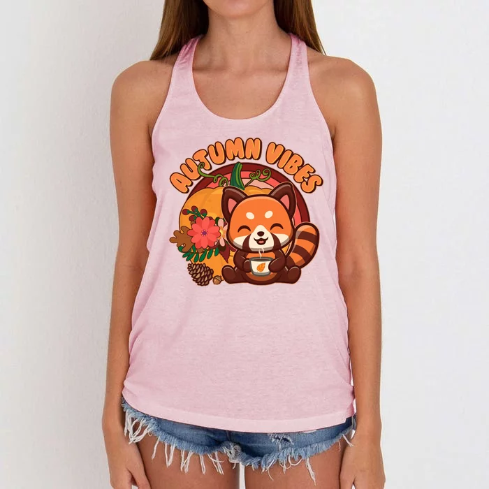 Cute Red Panda Autumn Vibes Women's Knotted Racerback Tank