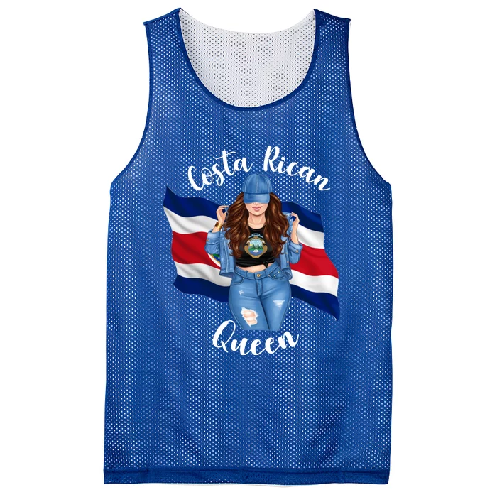 Costa Rican Queen Flag Emblem Black Costa Rico Queen Mom Great Gift Mesh Reversible Basketball Jersey Tank