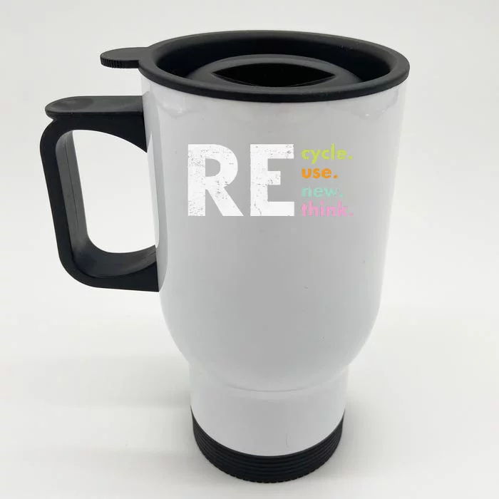 Cutes Recycle Reuse Renew Rethink Crisis Environmental Activism Front & Back Stainless Steel Travel Mug