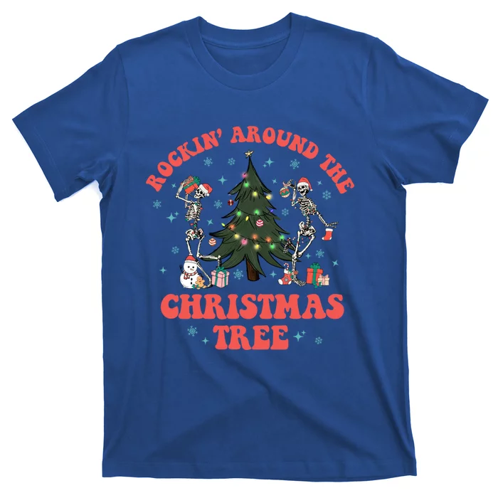 Christmas Rockin Round The Tree Skeletons Dancing Christmas Great Gift T-Shirt