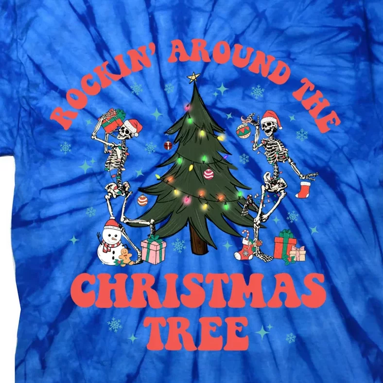 Christmas Rockin Round The Tree Skeletons Dancing Christmas Great Gift Tie-Dye T-Shirt