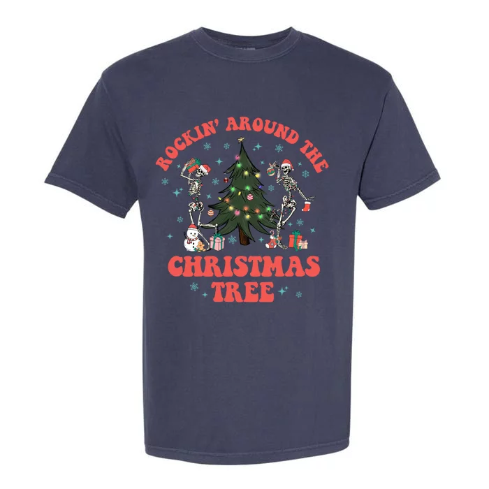 Christmas Rockin Round The Tree Skeletons Dancing Christmas Great Gift Garment-Dyed Heavyweight T-Shirt