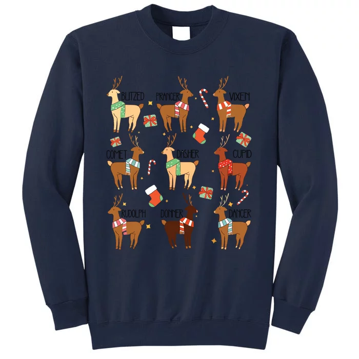 Christmas Reindeer Rudolph Funny Holiday Tall Sweatshirt