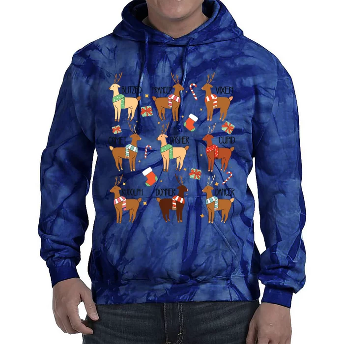 Christmas Reindeer Rudolph Funny Holiday Tie Dye Hoodie