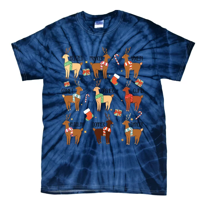 Christmas Reindeer Rudolph Funny Holiday Tie-Dye T-Shirt